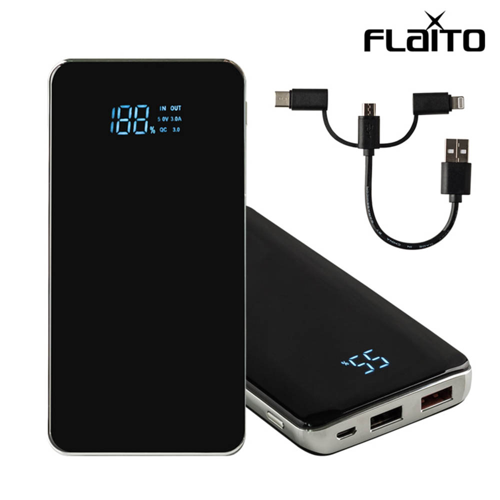 플라이토 QC3.0 LED 2구 고속 보조배터리 10000mAh